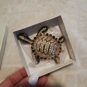 Multi-colored bling turtle brooch women clothing accessory collectible NIB